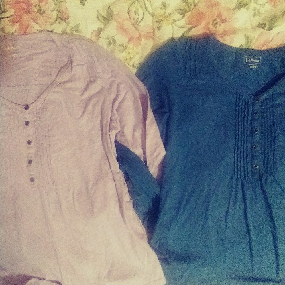 2 L.L. Bean MP Lilac&Teal Quarter Sleeve Tops